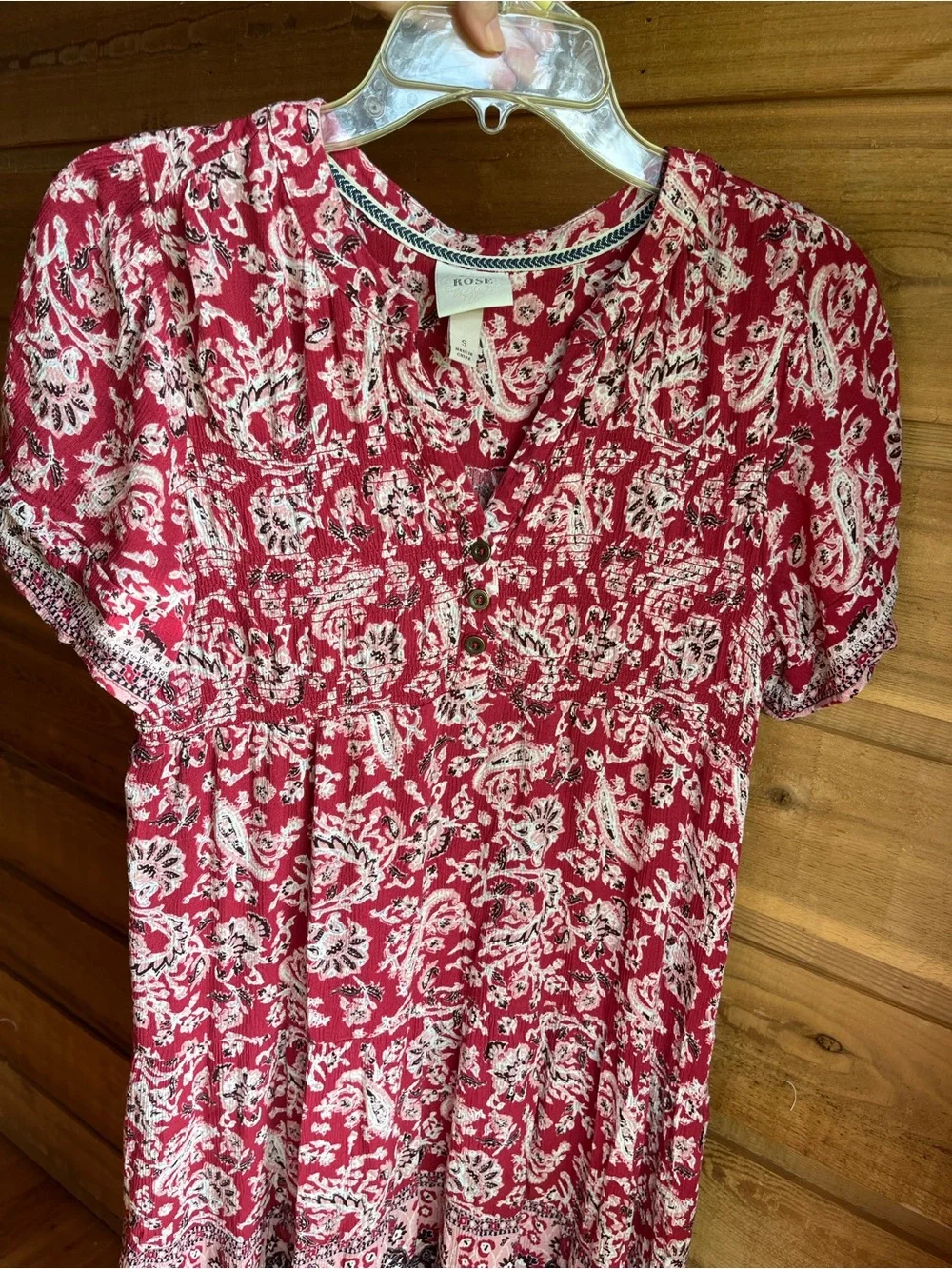 KNOX ROSE - Boho Red Floral Midi Dress Lightweight Summer Dress - Picture 8 of 11